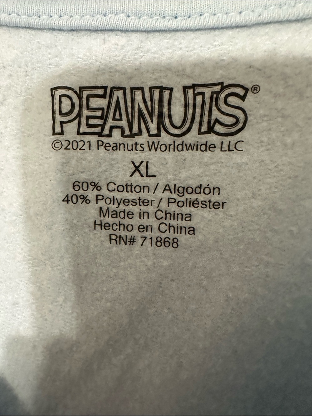 Peanuts Light Blue Crewneck Sweatshirt - Picture 2 of 2